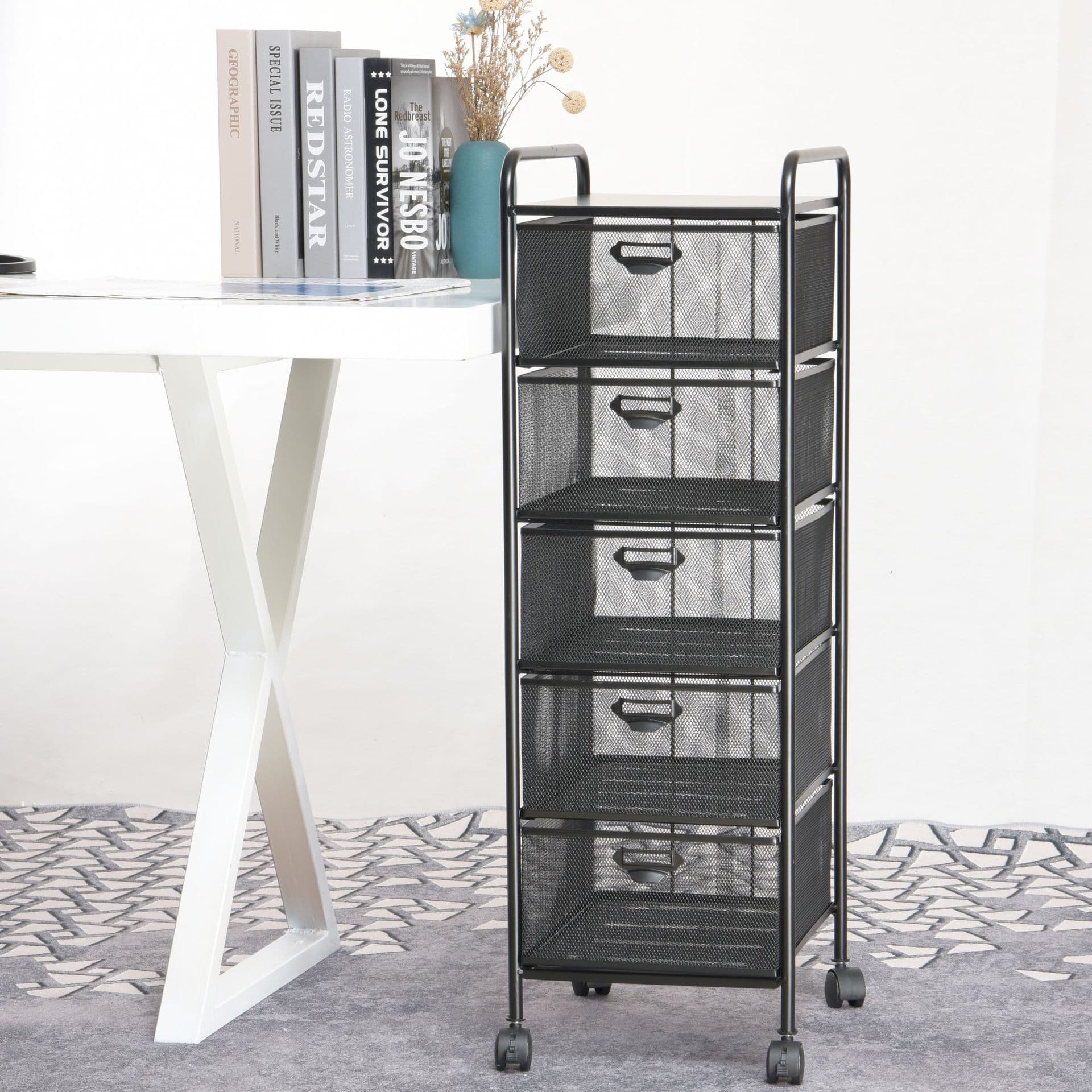 Customizable Steel Storage Cart Large Capacity Multi-functional Detachable A3/A4 Metal Utility Trolley from Factory Samples