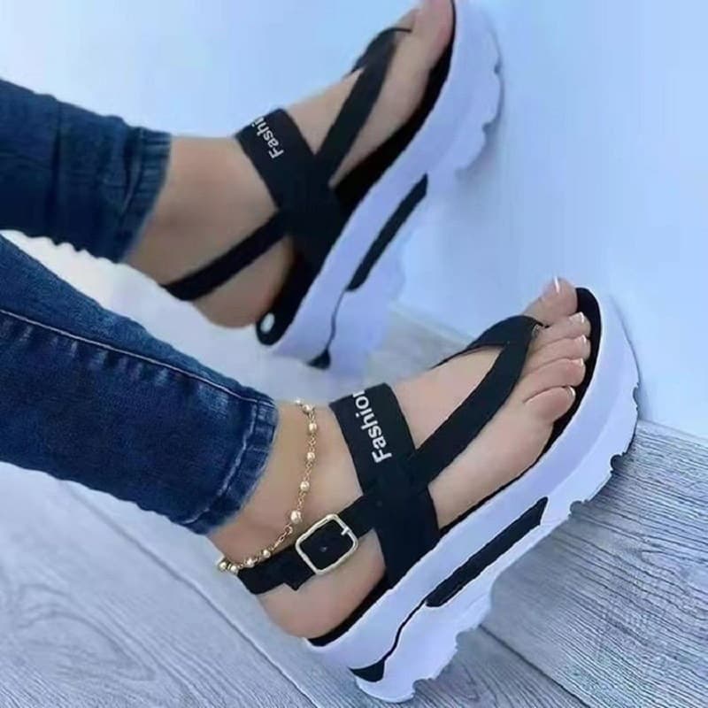 New European and American cross-border export women's sandals, autumn and summer casual everyday walking thong platform height-increasing plus size 43 women's shoes