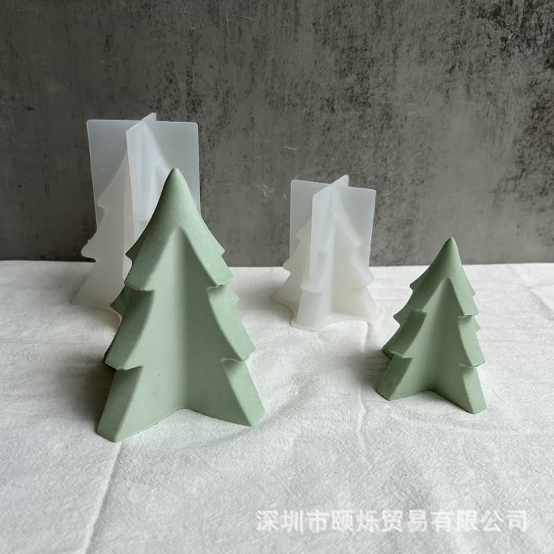 Christmas Tree Aroma Candle Mold, Four-Cornered 3D Christmas Tree Gypsum Candle Epoxy Resin Mold