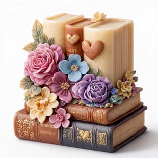3D Book Flower Silicone Mold for Candles, High Detail Texture, DIY Scented Candle Making P420