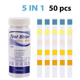 Hot Spring Water Swimming Pool 5-in-1 Test Strips Residual Chlorine pH Alkalinity Hardness Test Strips 50 Strips per Bottle
