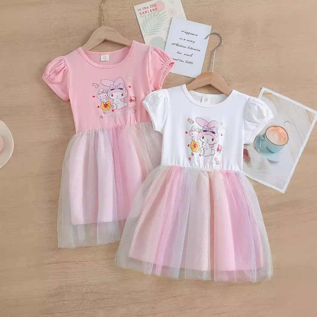 Girls' Trendy Dress Summer Kids Kuromi Princess Dress Baby Melody Clothing Fashion