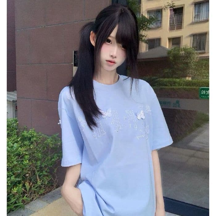 Letter Embroidery 220g Pure Cotton 2026 Summer New American Style Loose Versatile Trendy Brand Short-Sleeved T-Shirt for Women