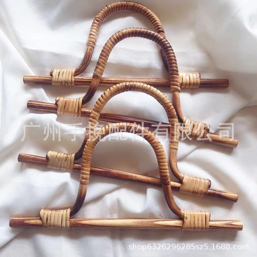 National style bag accessories rattan weaving craft handle rattan hanger style rattan handle bamboo handle