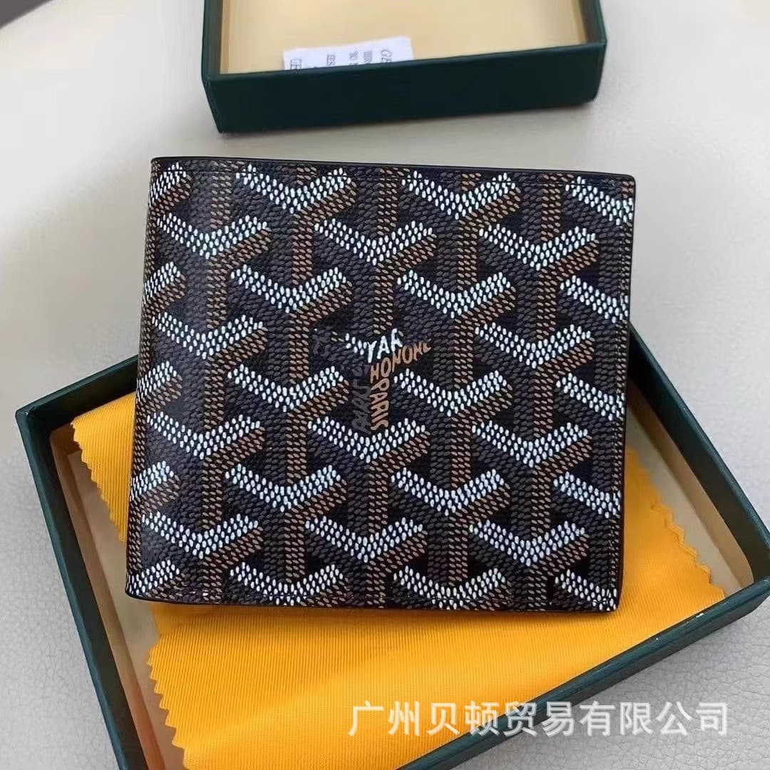 Wholesale New Short Bifold Wallet Multi-function Slim Business Leather Wallet Fashion Goyard Dog Tooth Wallet
