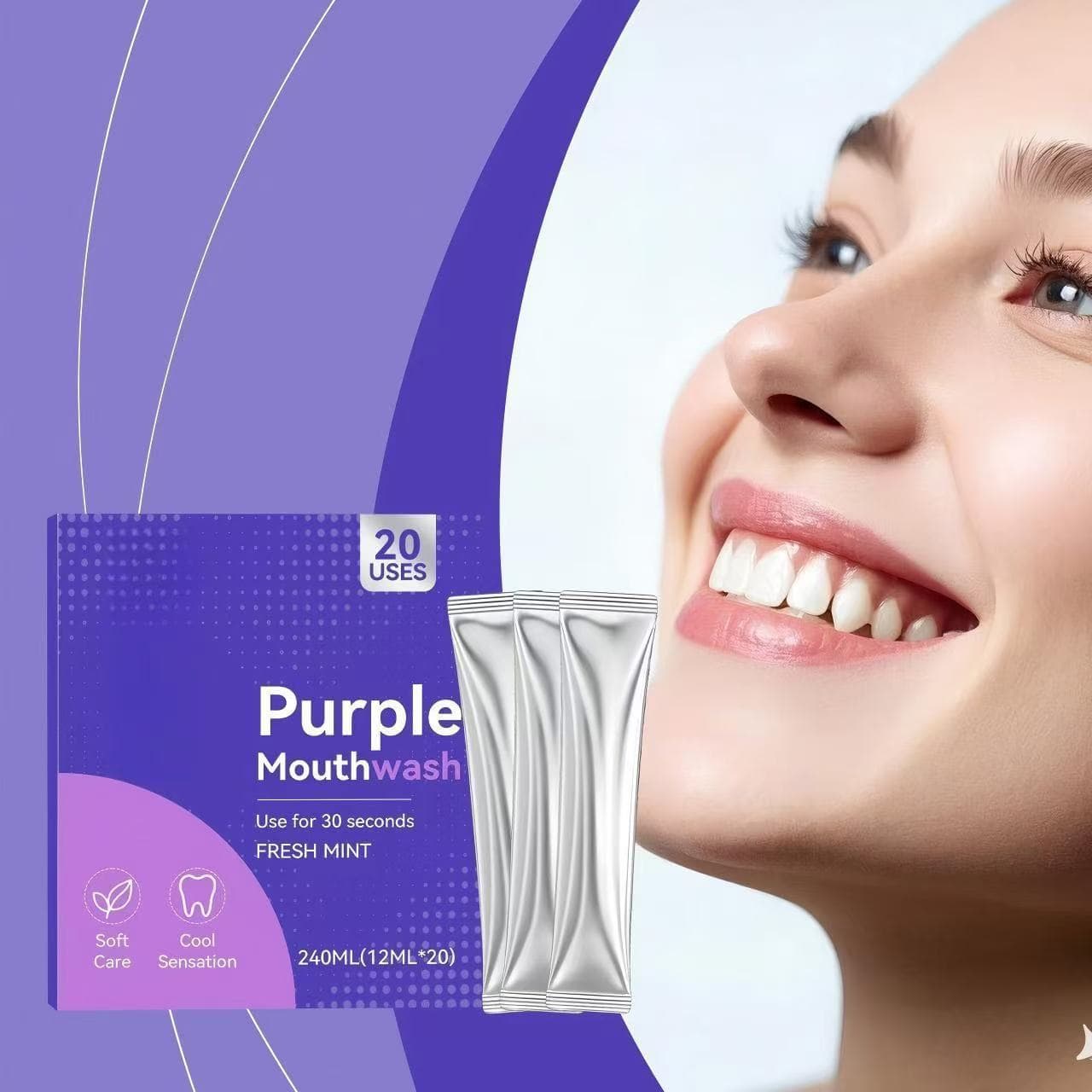 Purple Fresh Mouthwash Gentle Oral Cleaning Fresh Breath Daily Teeth Care Mouthwash