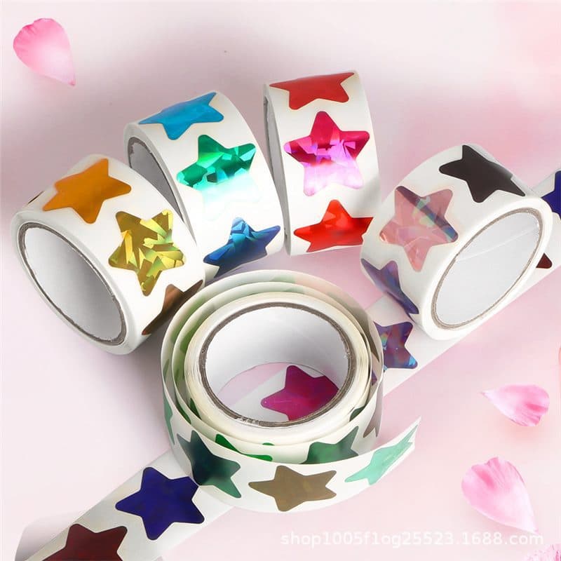 1000pcs 1-Inch Holographic Colorful Star Stickers for Rewards, Charts, and School Teacher Supplies
