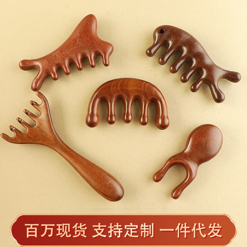 Natural Sandalwood Massage Comb Portable Multi-Function Scalp Meridian Comb Gift