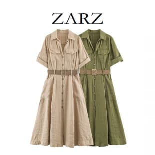 ZARZ Self-Made European-American Style New Women's Fashion Belted Shirt Dress 7684531