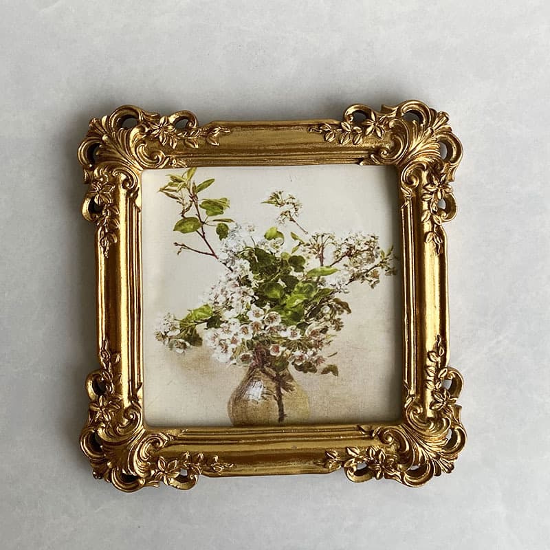 European Vintage Carved Resin Photo Frame Tabletop Decorative Frame with Bow Wall Hanging Home Decor Ornament