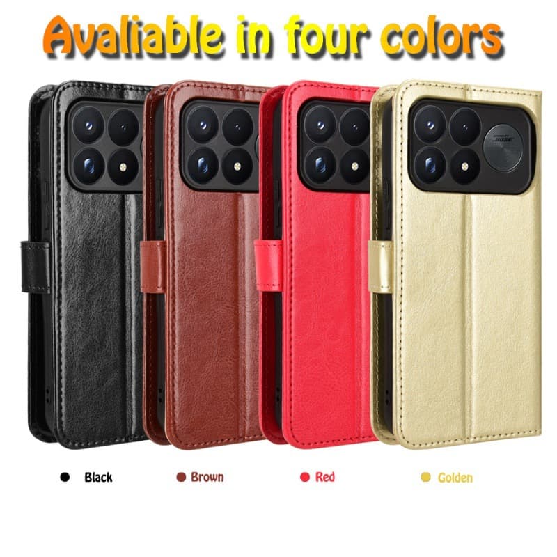 For Xiaomi Poco F9 Ultra 5G Phone Case Redmi K100 Pro Max Crazy Horse Pattern Leather Protective Case