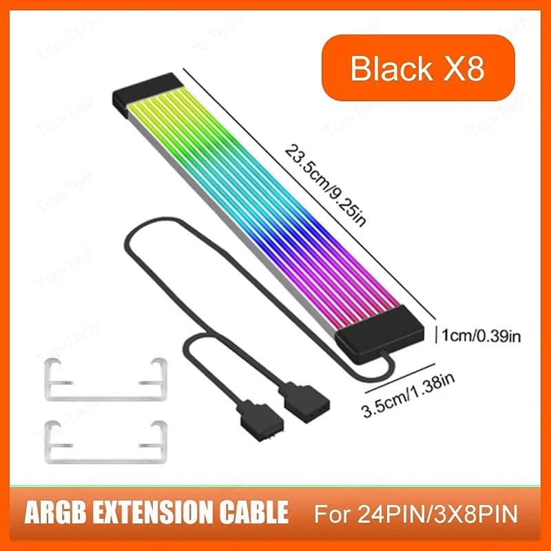 Graphics Card Power Neon Bridge ARGB Light Strip 8pin 24Pin Decorative Computer Case Motherboard Neon Cable
