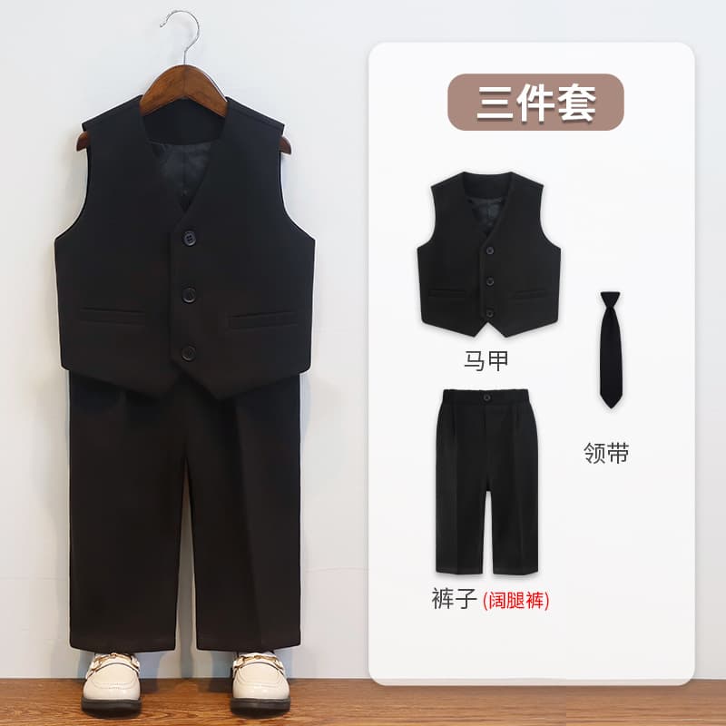 Children's Suit Set Autumn Winter New British Plaid Blazer Boys First Birthday Flower Boy Host Performance Outfit