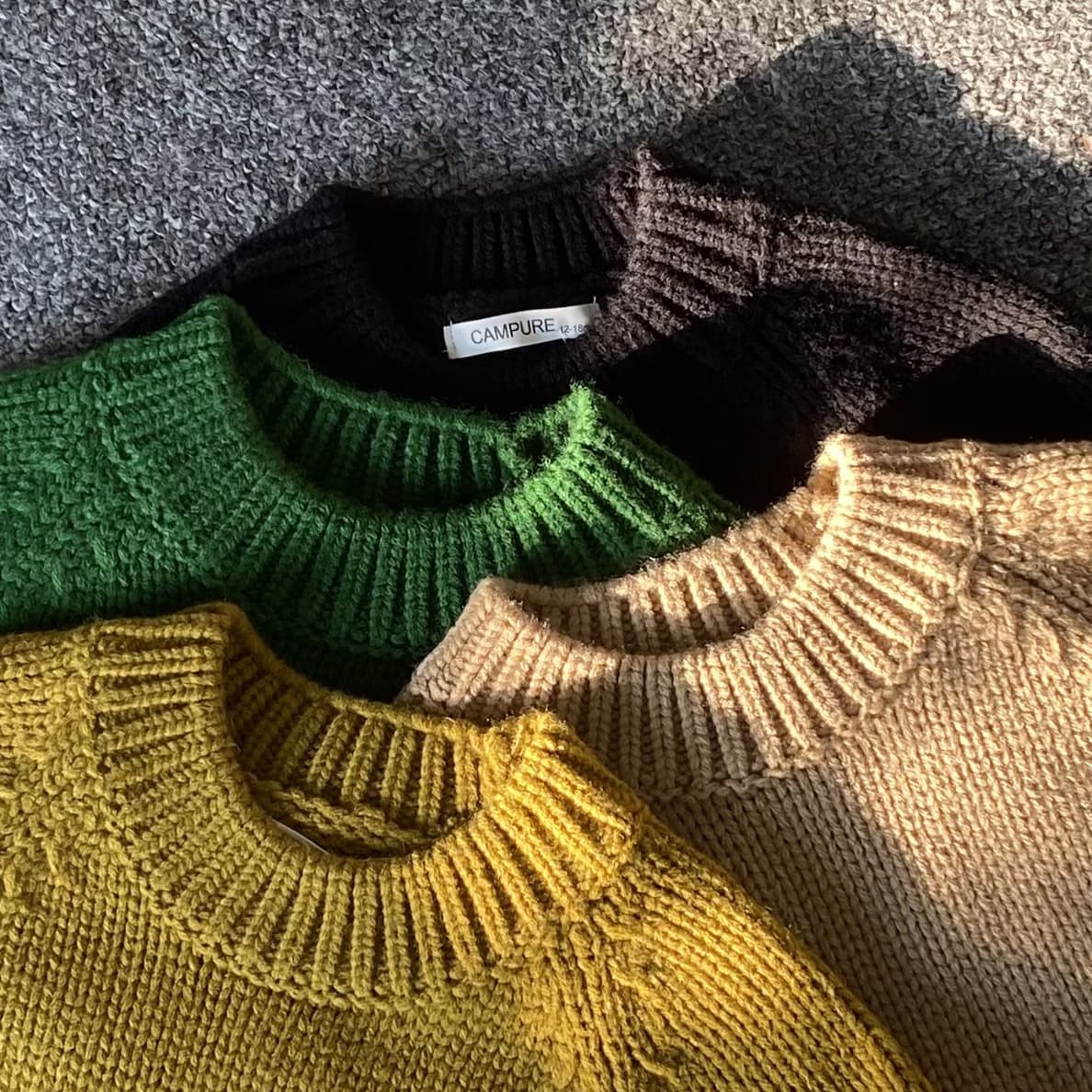 Korean Autumn/Winter Thick Green Chunky Knit Round Neck Pullover for Girls with Forest Aesthetic