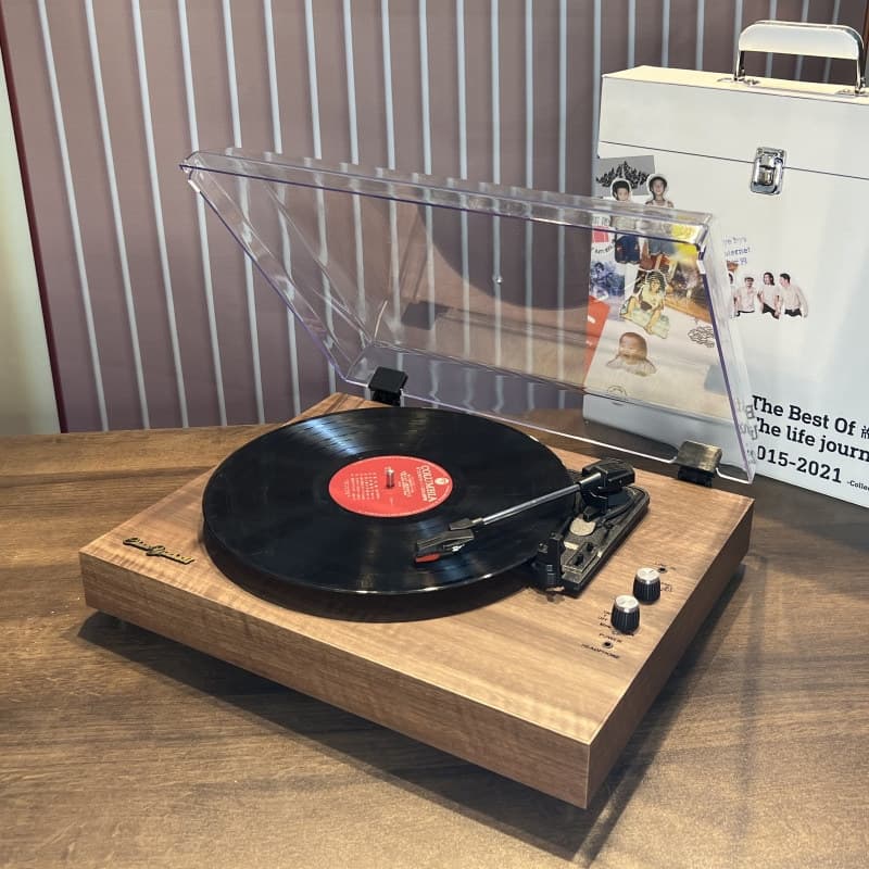 Record player, phonograph, built-in dual-speaker speaker, desktop acrylic dust cover, Bluetooth connectivity