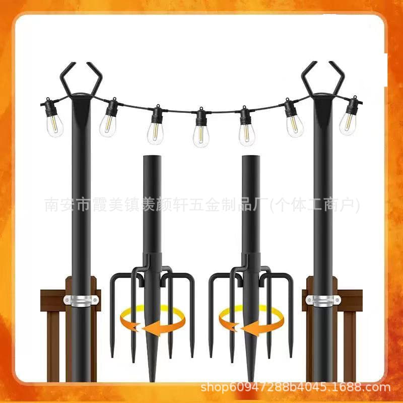 Amazon Bestseller Outdoor Decorative Light String Support Pole, Festival Yard Garden Metal Support Pole, Camping Light String