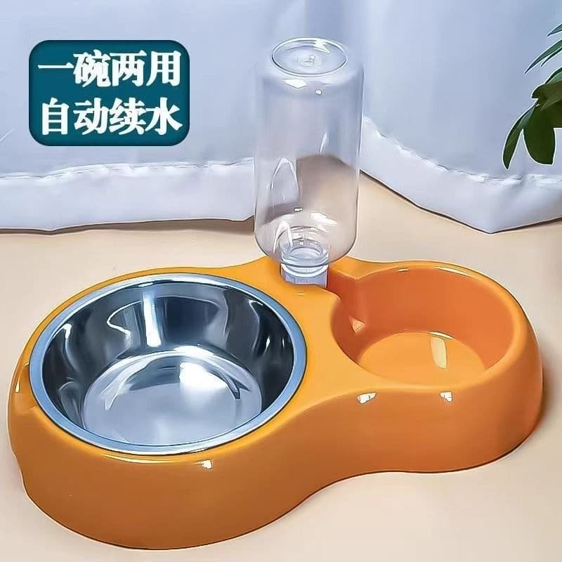 Double Bowl Automatic Water Dispenser Dog Bowl Cat Bowl Anti-Tip Water Bowl Integrated Pet Supplies Cat Food Bowl Dog Bowl Drinking Set