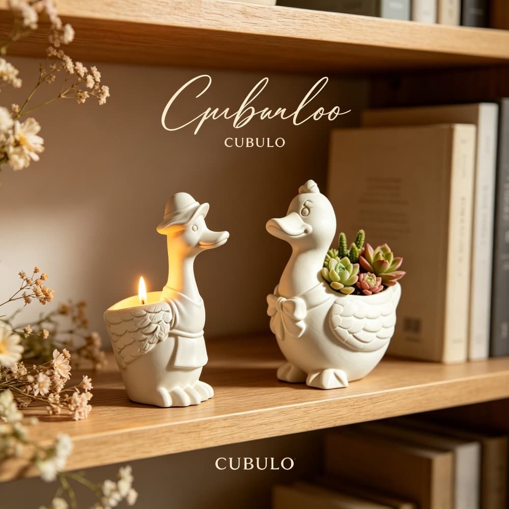 Two-piece set of duck flowerpot silicone mold aromatherapy plaster DIY storage candlestick decorative ornaments mold