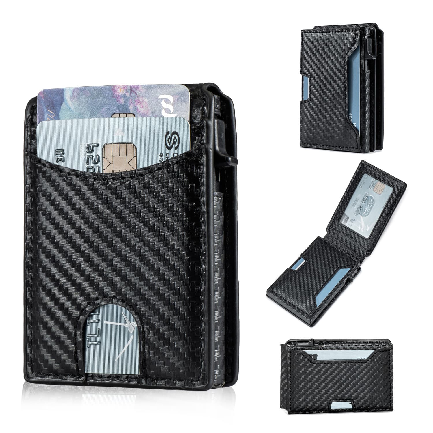 Cross-border Best Seller New Card Holder & Wallet Combo Multi-functional Bifold Business Men's Card Holder Carbon Fiber Card