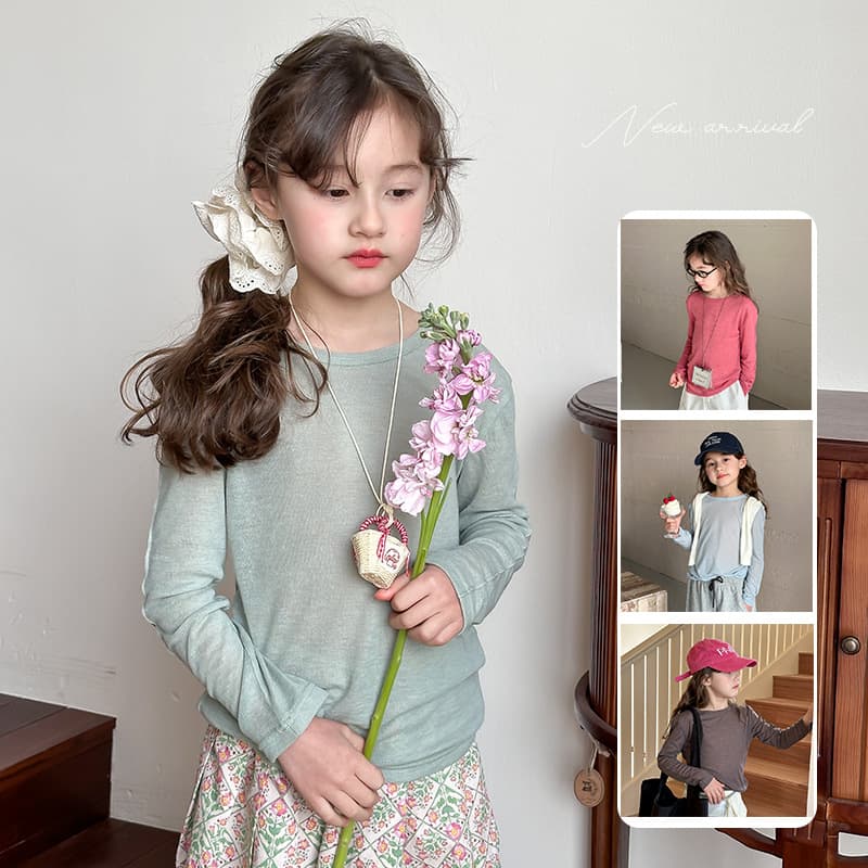 Aimobeibei Medium to Large Girls Korean Lazy Style Base Shirt Top Trendy Children Lightweight Long Sleeve Sun Protection T-Shirt