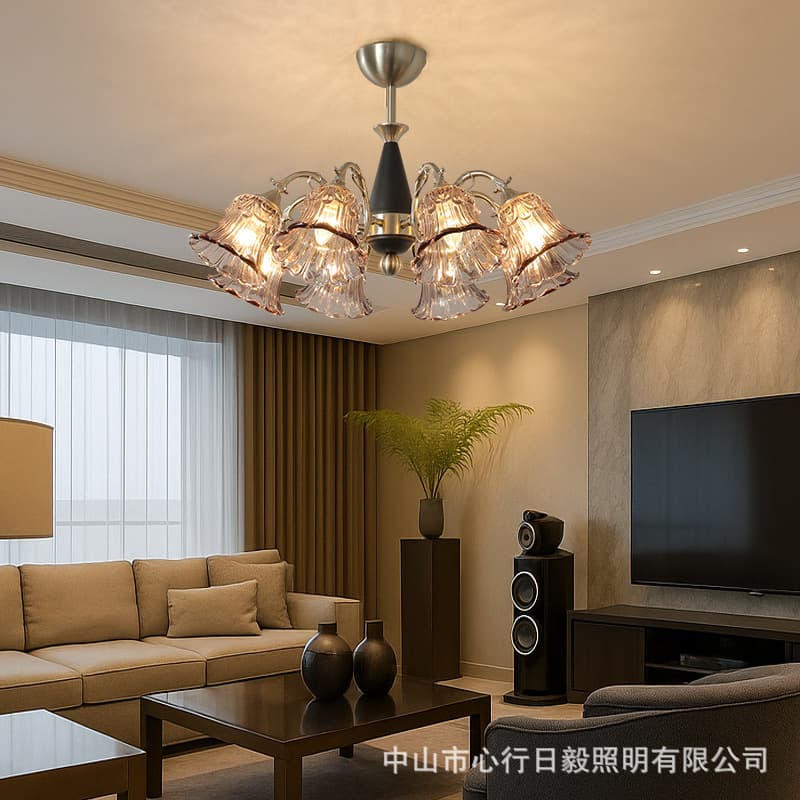 New Italian-Style Pastoral Chandelier, Living Room Chandelier, American-Style Maillard Retro Chandelier, Master Bedroom Dining Room Glass Chandelier