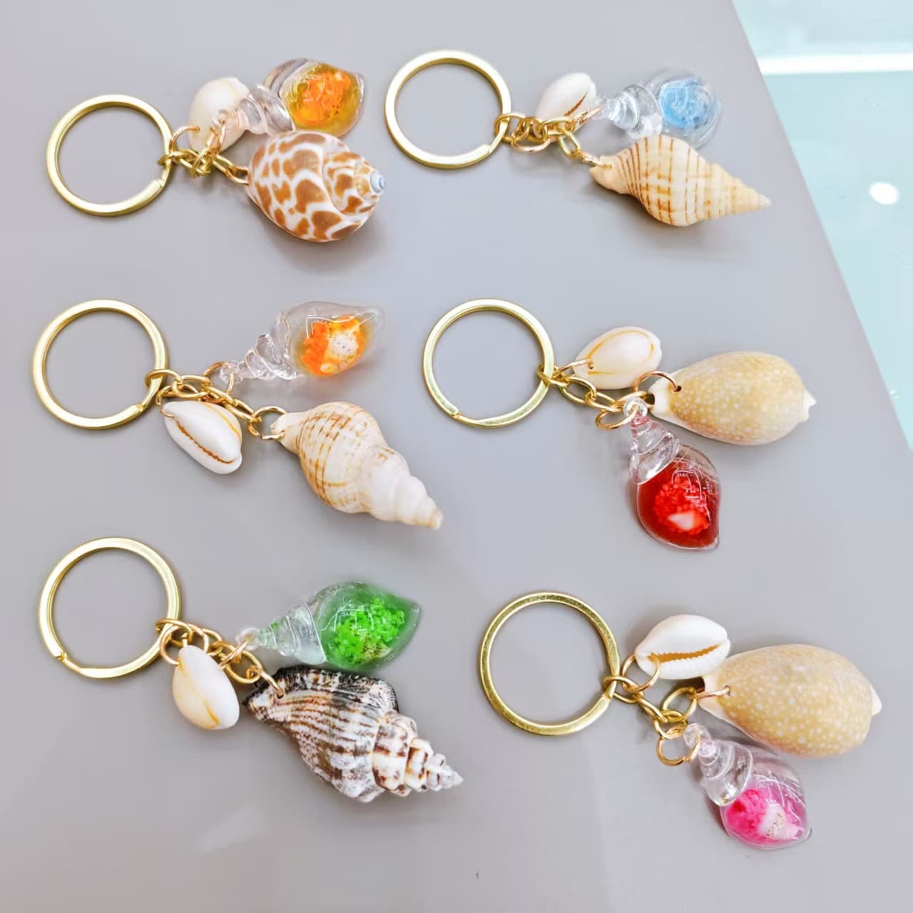 Cross-border creative ocean conch simulation three-dimensional crystal conch pendant handmade DIY jewelry accessories key pendant