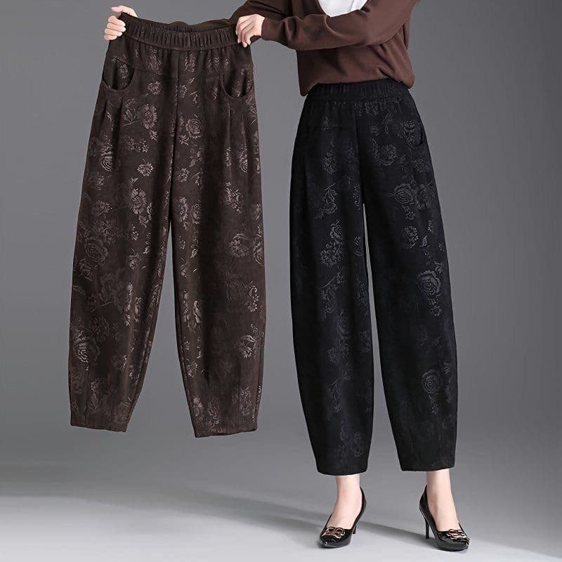 Women's Bud Pants Autumn Winter New Elastic Waist Loose Casual Carrot Pants Fleece-Lined Thickened High Waist Harem Lantern Pants for Women
