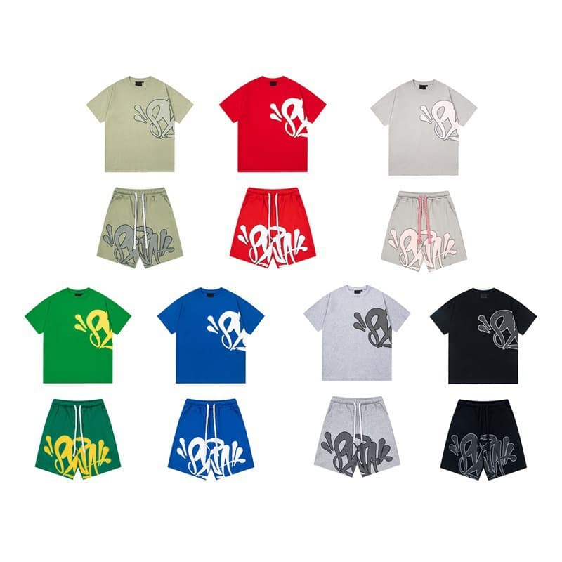 Cross-border 2025 New SynaWorld 3D Letter Print American Streetwear Summer Casual Short Sleeve Shorts Set Trendy
