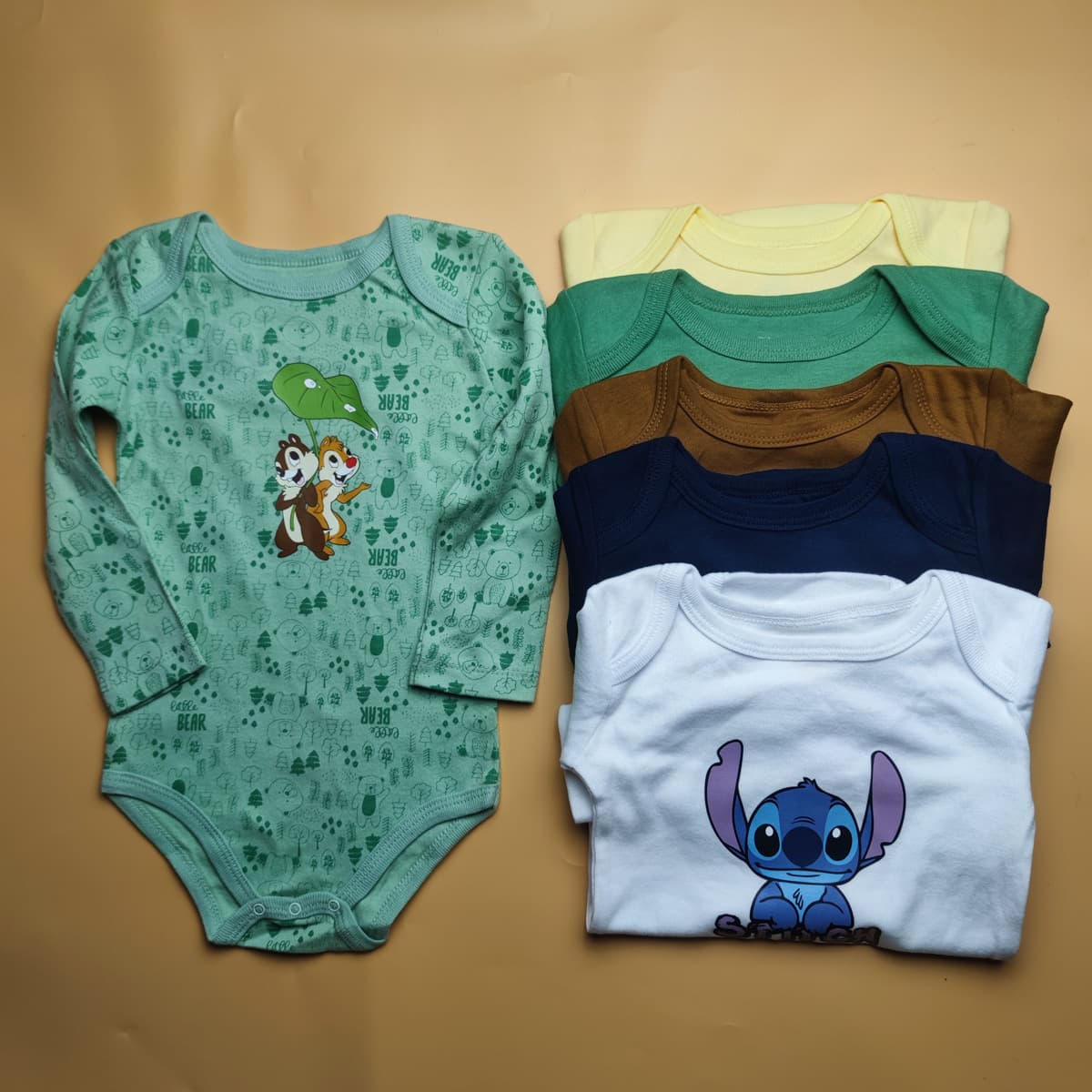 Baby Cotton Large Size 1-2 Years Old Export Surplus Long-Sleeve Triangle Bodysuit for Boys and Girls
