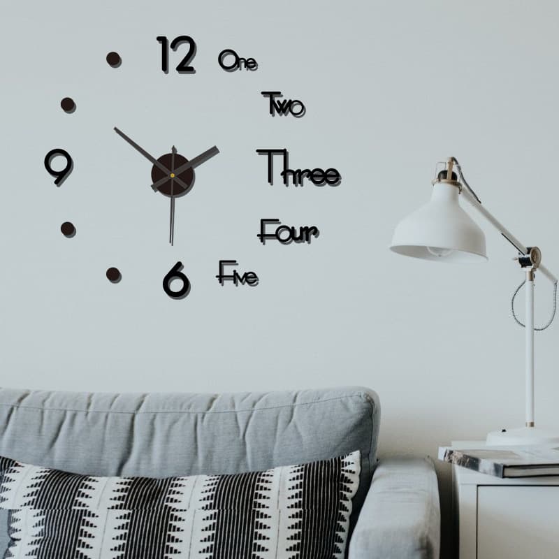 Nordic Creative DIY Clock Living Room Background Wall Clock Personality No-Drill Silent Clock Bedroom Digital Wall Sticker Clock