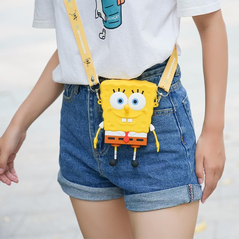 Licensed SpongeBob Silicone Crossbody Bag Creative Cartoon Student Cute Storage Coin Purse