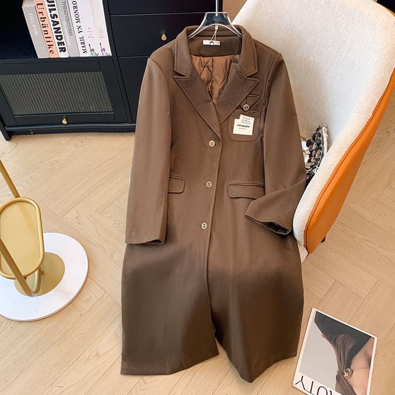 300 Jin Plus Size Women's Clothing for Curvy Girls Winter Thick Cotton-Padded Coat Mid-Length Trench Coat New Arrival Academic British Style