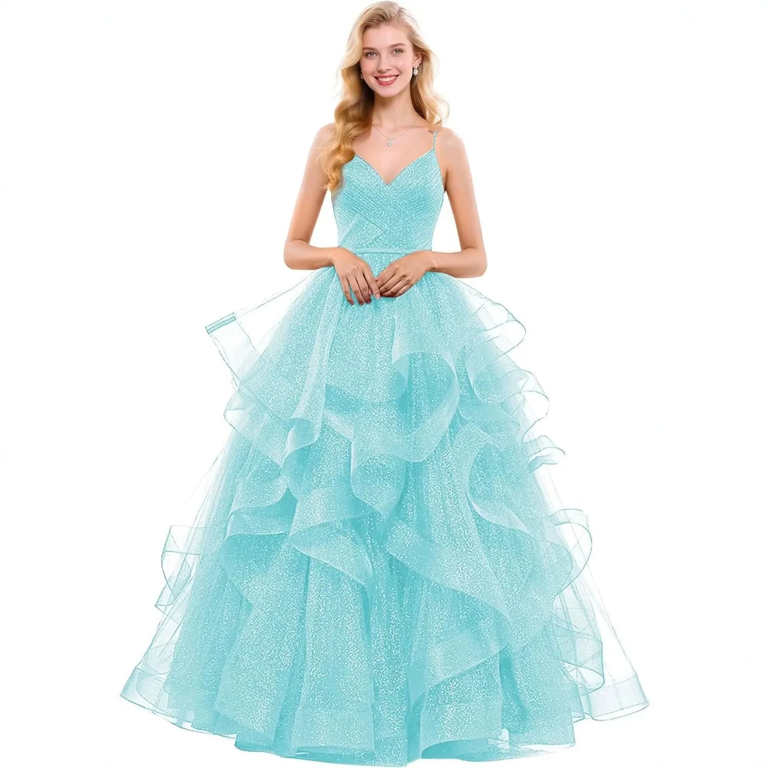Ethereal Evening Dress with 3D Floral Strapless Puffy Long Dress Multi-Layer Tulle Teen Adult Birthday Party Dress for Women