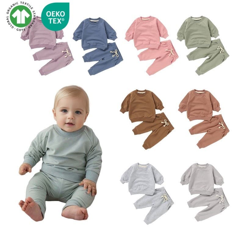 Organic Cotton Baby Toddler Kids Hoodie Set for Export, Infant Pullover Sweatshirt, Cross-border Children's Hoodie