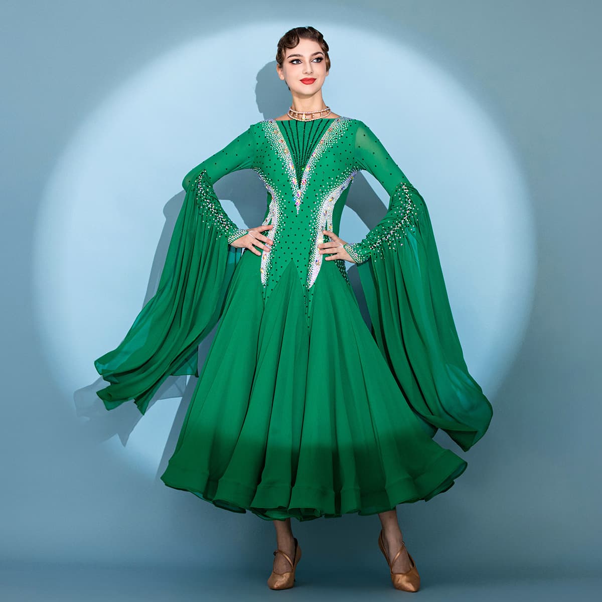 Orange Dopamine! European Fashion Modern Dance Dress S7112 Heavy Imitation Austrian Diamond Custom Ballroom Dance Dress