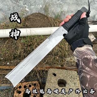 Integrated Self-Defense Knife, Outdoor Camping Short Knife, Wilderness Survival Long Knife, High Manganese Steel Tang Horizontal Knife, Cold Weapon, Unsharpened