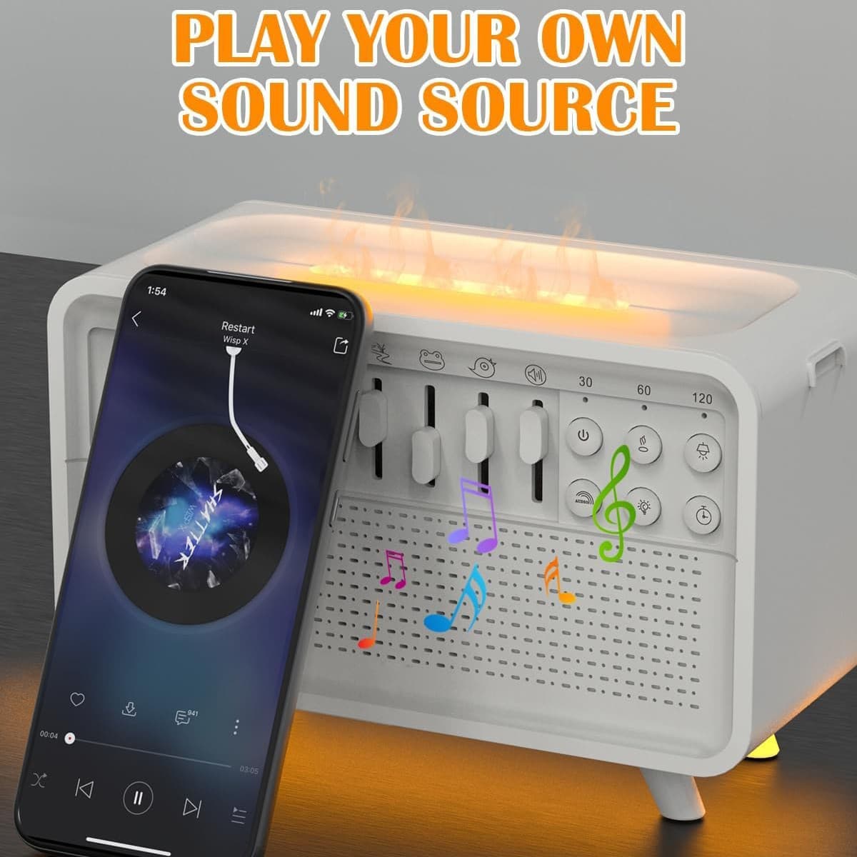 Cross-border White Noise Sleep Device with Bluetooth Audio, Flame Simulation, Fragrance and Lighting