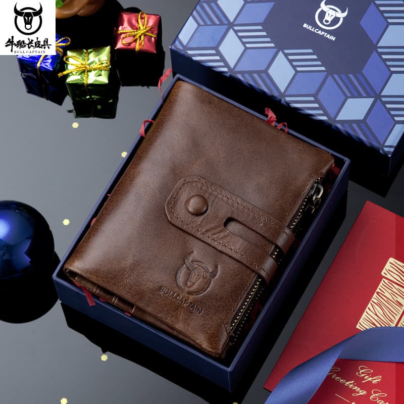 Captain Niu Leather Genuine Leather Men's Wallet Vertical Casual Short Multifunctional Photo Album Driver's License First Layer Cowhide Wallet