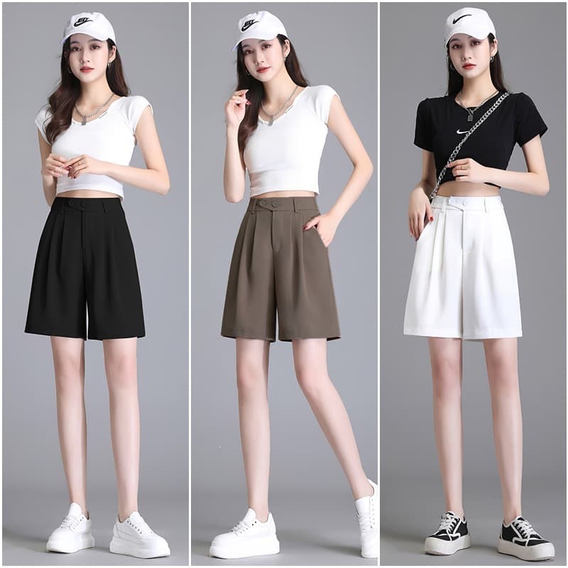 High-Waist Slimming A-Line Suit Casual Pants Women Summer 2026 New Fresh Women's Bermuda Shorts Versatile Shorts Summer