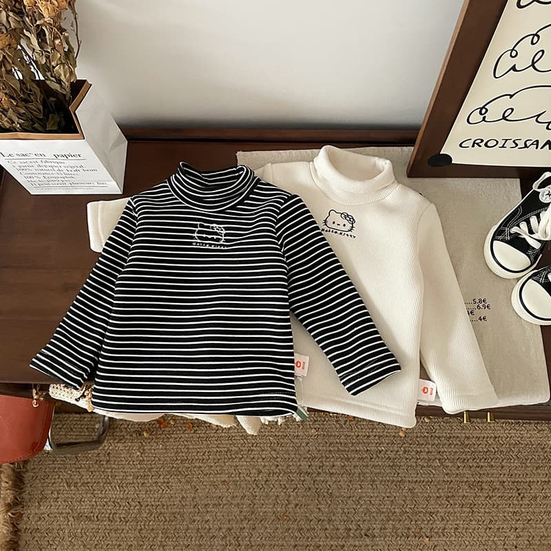 [In Stock] DY249969 Kids Fleece Lined Base Layer Shirt 2024 Autumn/Winter Girls T-Shirt Fleece Lined Thermal Base Layer