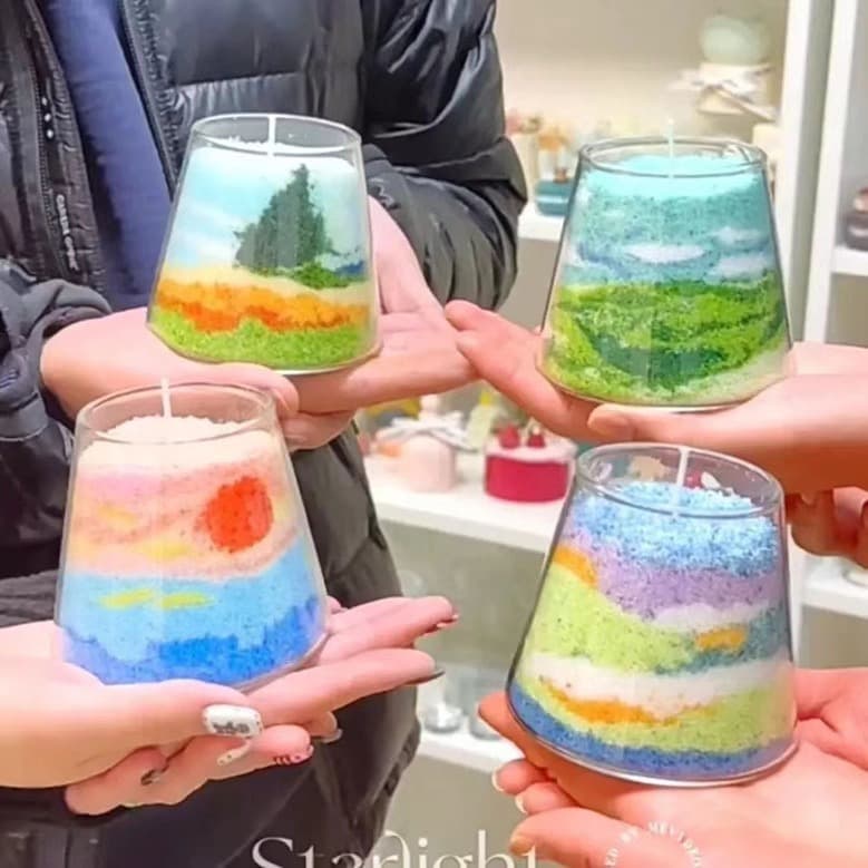 Amazon Sand Powder Candle DIY Sand Painting Candle Colorful Aromatherapy Sand Wax Cross-border