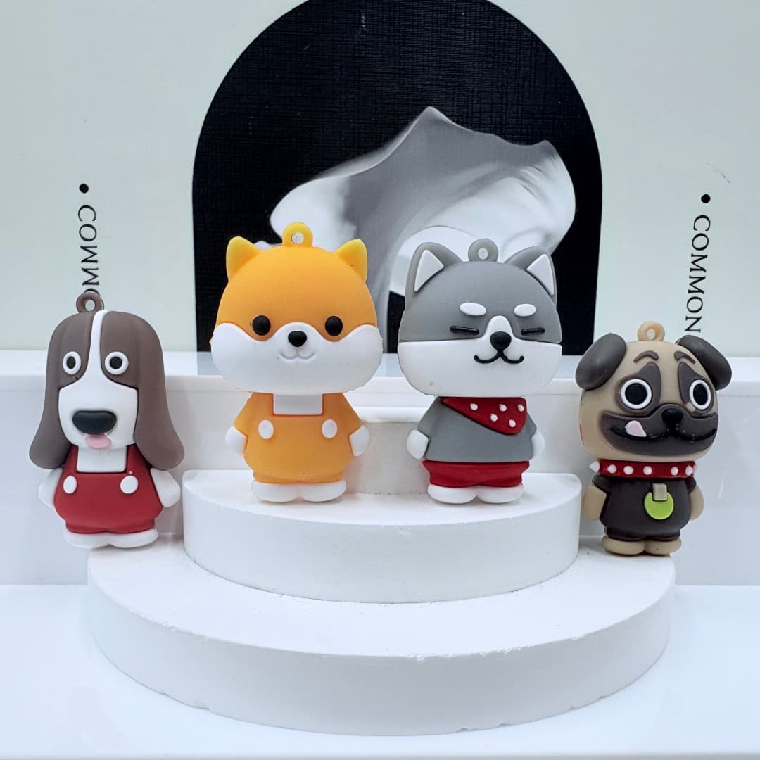 Cute French Bulldog Keychain Pendant PVC Soft Rubber Puppy Blind Box Figure Akita Husky Bag Accessory