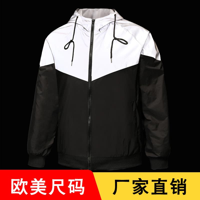 EU Size Export Stitched Reflective Jacket for Men, Sports Night Running Hooded Stitched Large Coat, Windbreaker & Waterproof Jacket