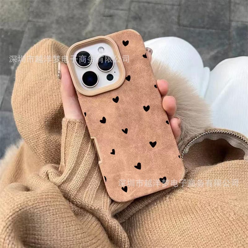 Little Heart iPhone 17 Pro Phone Case 16/15/14/13 Suede Case 12 Apple 11Xs