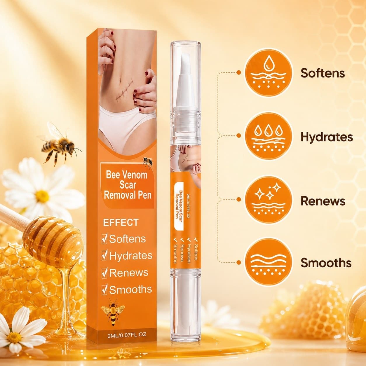 Cross-border best-selling bee venom essence rotating pen 2ml pointed tip for precise application portable skin care pen