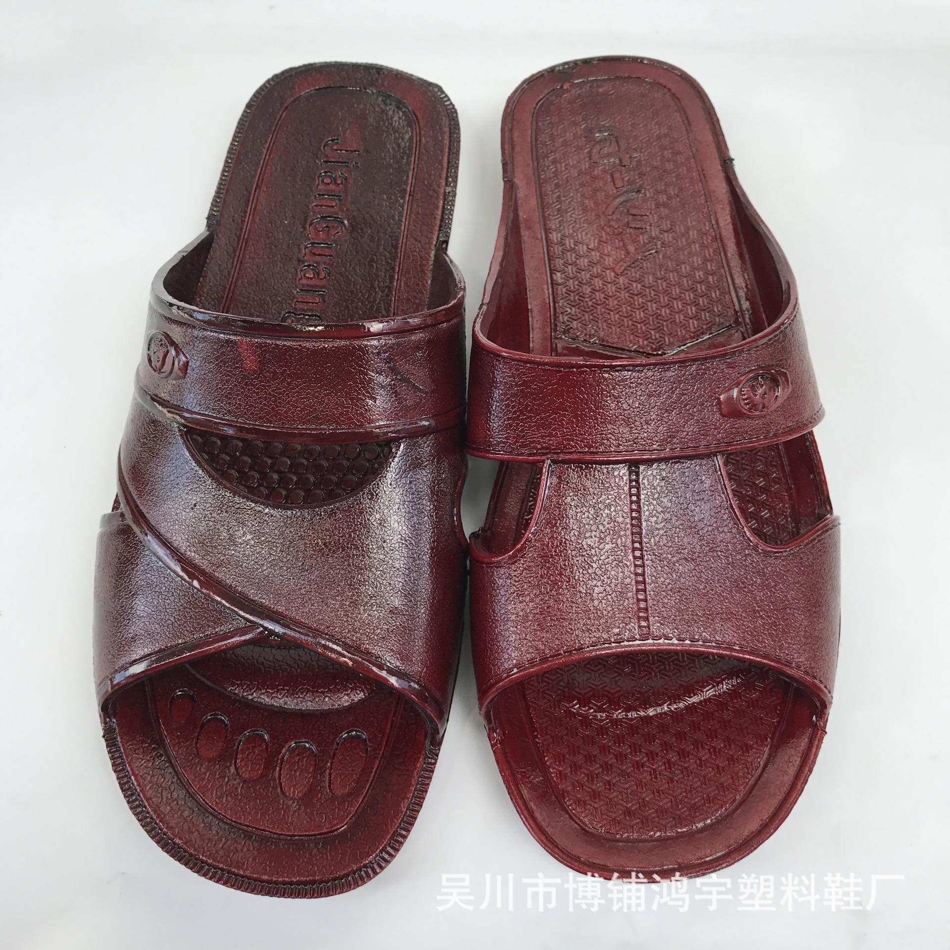 2017 Home Simple Thick Sole Flat Slippers High Quality Anti-slip Wear-resistant Elderly Slippers One-strap Vermilion Oil Slippers
