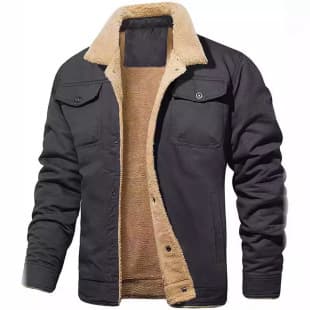 2024 Cross-Border Autumn/Winter New Men's Jacket Fleece-Lined Cotton Canvas Work Casual Jacket Men's Coat Factory Wholesale