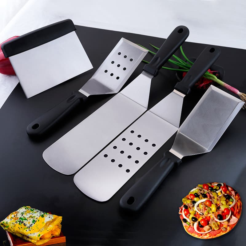 Cooking Spatula for Teppanyaki, Stainless Steel Ice Scraper, Steak Turner, Pizza Lifter, Pan-Fry Spatula, BBQ Press Tool