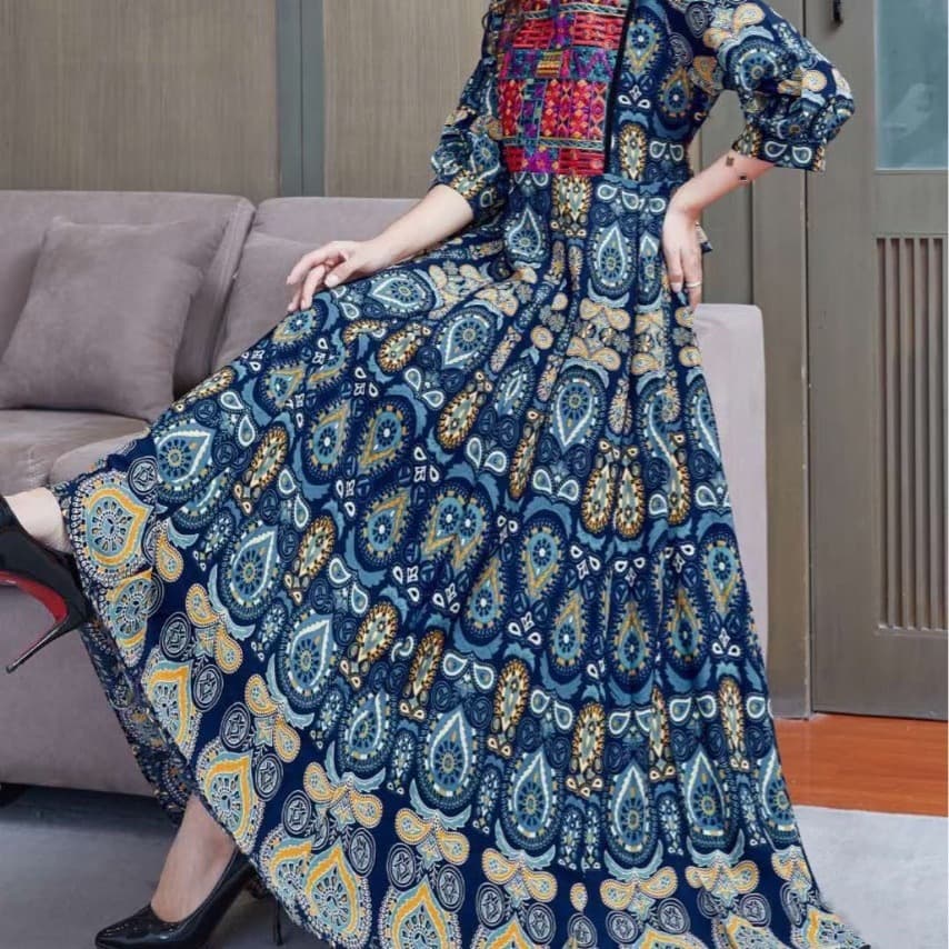 Yunnan Xinjiang Qinghai Tourist Attractions Check-in Essential Vacation Bohemian Flared Large Size Slimming Dress