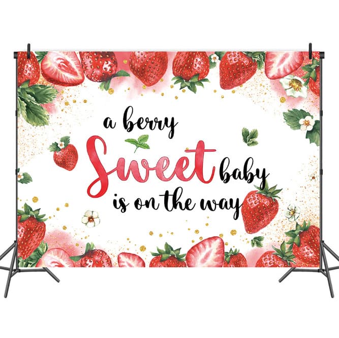 Amazon photography background cloth cartoon strawberry baby baptism children's birthday party hanging cloth decorative flag cloth